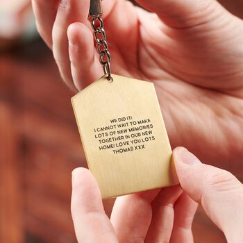 Personalised Solid Brass New Home Keyring, 2 of 5