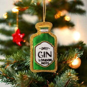 Embroidered Gin Bottle Christmas Decoration, 5 of 5