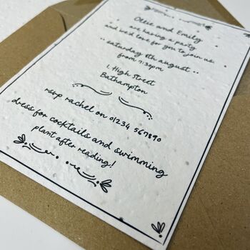 Handwritten Style Invitations Plain Or Plantable Card, 5 of 5
