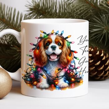 Personalised King Charles Spaniel In Christmas Lights, 7 of 10