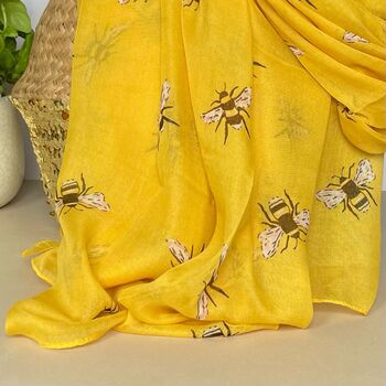 Bees Scarf In Yellow, 3 of 3