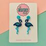 Flamingo Glitter Earrings, thumbnail 2 of 4