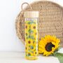 Sunflower Print Glass Water Bottle, thumbnail 1 of 4