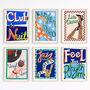 Set Of Six Music Wall Art Prints – Retro Music Posters In Three Colour Options, thumbnail 1 of 12