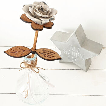 Handmade Pottery Ceramic And Personalised Wood Rose, 8 of 8