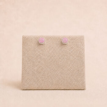 3mm Sterling Silver Pink Opal Stud Earrings, 3 of 7