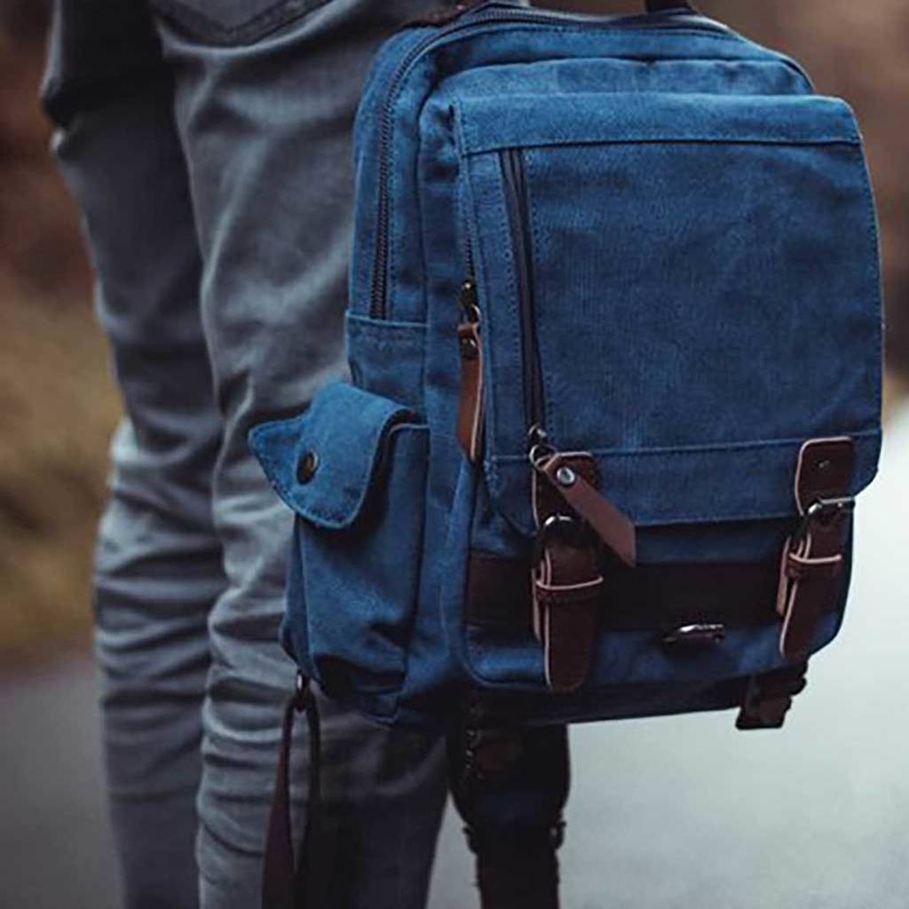 washed canvas backpack