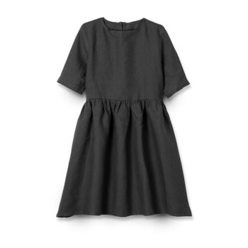 Charcoal Linen Girl's Dress, 2 of 2