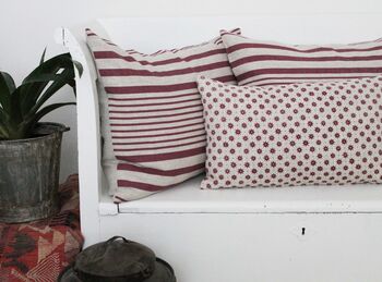Super Stripe French Raspberry Cushion, 2 of 4