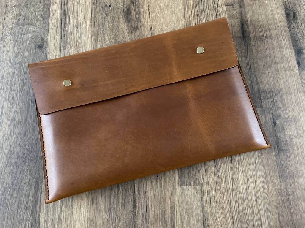 Personalised A4 Tan Leather Documents Folder By Brunswick Leather