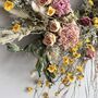 Wild Meadow Pink And Yellow Dried Flower Wreath, thumbnail 5 of 9