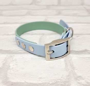 Waterproof Dog Collar And Lead Set Sage/Pastel Blue, 2 of 3