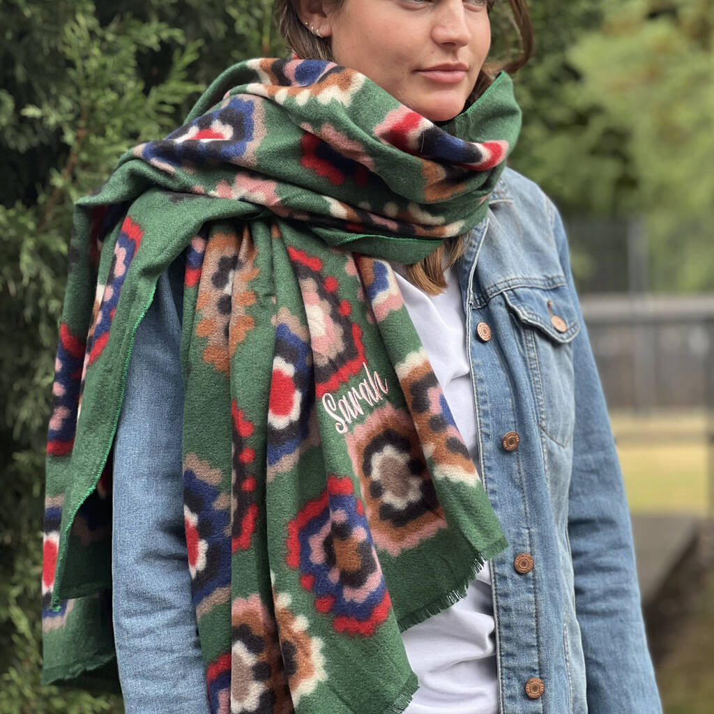 Embroidered Retro Floral Winter Scarf, 1 of 5