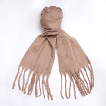Heavyweight Taupe Tassel Scarf, 2 of 4