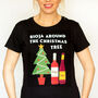 Ladies Wine Christmas T Shirt, thumbnail 1 of 5