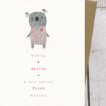 Personalised First Birthday Or Pick Your Age Koala Card, 8 of 12