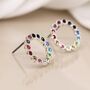 Twinkling Silver Plated Rainbow Halo Stud Earrings, thumbnail 2 of 5