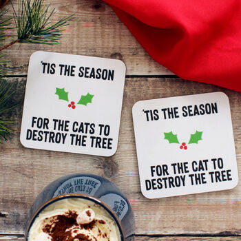 Tis The Season Cat Christmas Coaster, 5 of 5