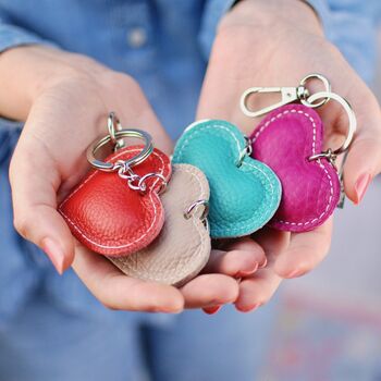 Personalised Leather Heart Keyring, 2 of 8