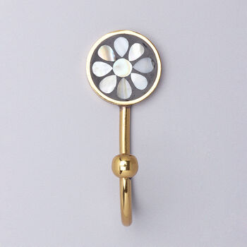 G Decor Floral Mother Of Pearl Gold Brass Coat Hook, 4 of 5