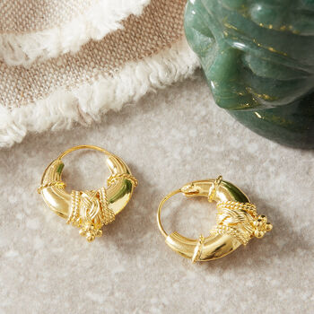 Gold Plated Silver Boho Hoops, 2 of 9