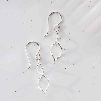 Sterling Silver Dangly Simple Twist Earrings, 4 of 6