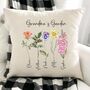 Grandma's Garden Cushion – Personalised With Grandchildren's Names And Birth Flowers, thumbnail 1 of 4