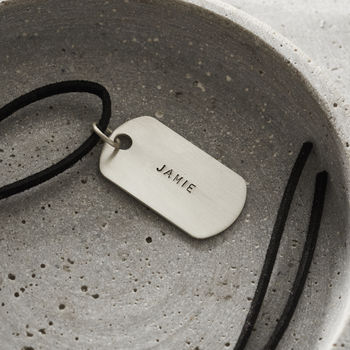 Personalised Men's Silver And Leather Dog Tag Necklace, 4 of 8