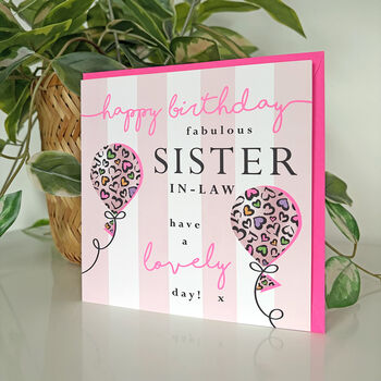 Leopard Love Balloon Sister In Law Birthday Card, 2 of 3