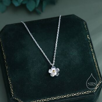 Sterling Silver Forget Me Not Flower Blossom Pendant Necklace, 2 of 12