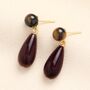 Purple Tortoiseshell Drop Earrings In Gold, thumbnail 2 of 3