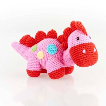 Handmade Dinosaur Steggi Pink Fair Trade Toy, 3 of 4