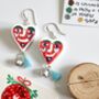 Novelty Face Painted Heart Picasso Earrings With Stand, thumbnail 4 of 7