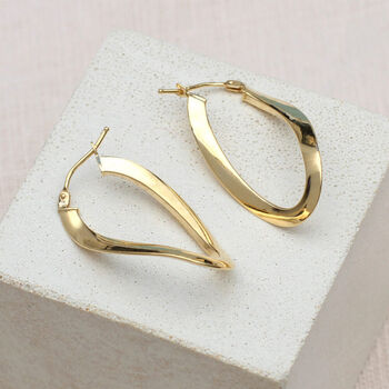 9ct Yellow Gold Figure Eight Creole Hoop Earrings, 3 of 4