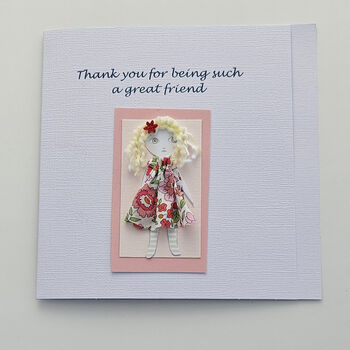 Friend Card With Fabric Crafted Doll, 2 of 5