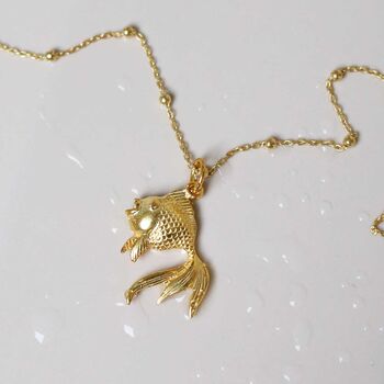 Gold Plated Sterling Silver Fish Necklace, 3 of 7