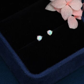 Sterling Silver Tiny Little Opal Stud Earrings, 5 of 10