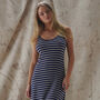 Women's Bamboo Strappy Nightdress Grey/Navy Stripe, thumbnail 1 of 4
