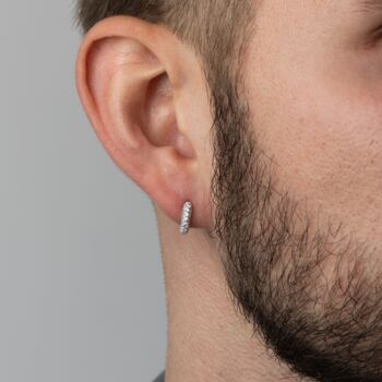 Gold Diamond Huggie Hoop Earrings For Men, 5 of 10
