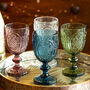 Luxury Embossed Coloured Glass Wine Goblets, thumbnail 1 of 6