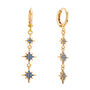 Romilly Blue Gold Droplet Star Huggie Earrings, thumbnail 1 of 2