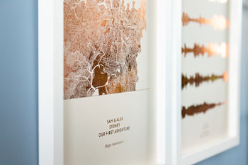 Custom Metallic Map And Sound Wave Prints Set Of Two, 5 of 7
