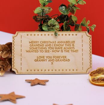 Personalised Christmas Wooden Ticket Gift Voucher, 3 of 5
