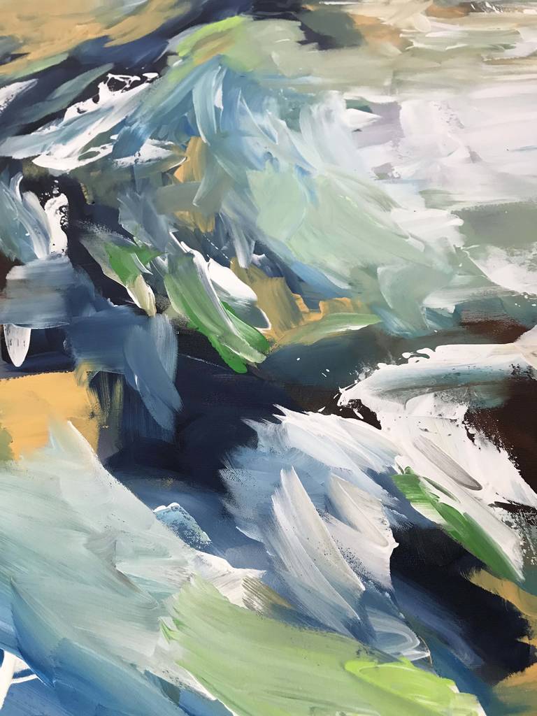 large original blue abstract canvas painting by omar obaid abstract art