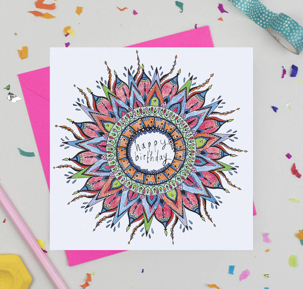 'Rainbow Mandala' Birthday Card