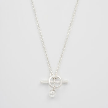 Silver Pansy And Pearl Toggle Necklace, 5 of 9