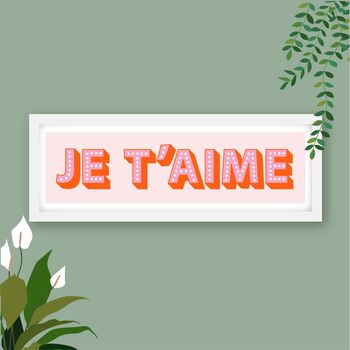 Framed Je T'aime Typography Print, 7 of 10