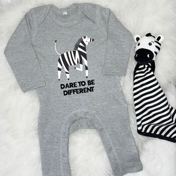 Dare To Be Different Zebra Jungle Babygrow, 7 of 10