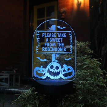 Personalised Pumpkin Halloween Solar Light Sign, 2 of 8