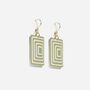 Matching Earrings And Necklace | Green And Cream | Rectangle Set, thumbnail 7 of 10
